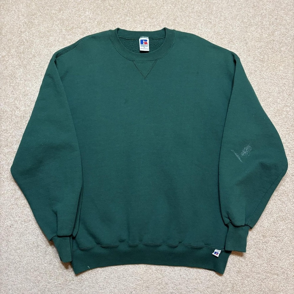 Vtg 90s Russell Athletic Sweatshirt Mens XL Forest Green Made USA Crewneck